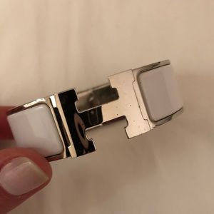 Hermès Clic Clac White Enamel Bracelet